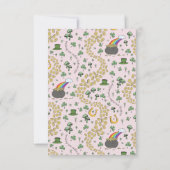 Pink Irish Rainbow Clovers & Hearts Kindergeburtst Dankeskarte (Rückseite)