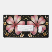 PINK IRISH SHAMROCKS & WHITE FLOWERS SCHREIBTISCHUNTERLAGE (Tastatur & Maus)