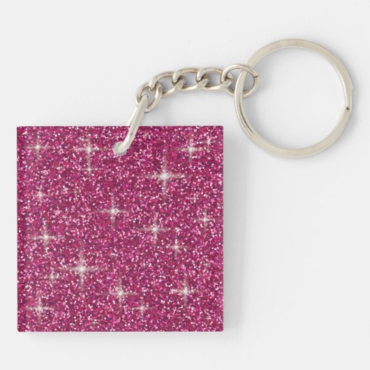 Pink-irisierender Glitzer Schlüsselanhänger (Rückseite)