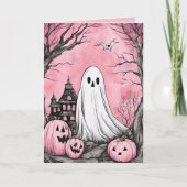 Pink ist das neue orangefarbene Ghost & Pumpkin Ha Karte (Vorderseite)