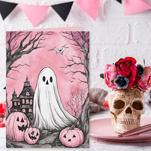 Pink ist das neue orangefarbene Ghost & Pumpkin Ha Karte