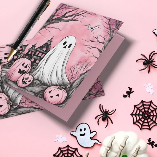 Pink ist das neue orangefarbene Ghost & Pumpkin Ha Karte