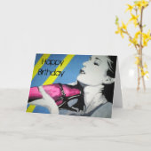 "Pink ist für Mädchen" Geburtskarte Karte (Gelbe Blume)