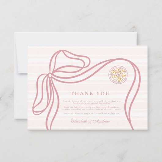 Pink Italian Food Sketch Wedding Dankeskarte (Vorderseite)