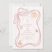 Pink Italian Food Sketch Wedding Einladung (Vorderseite)