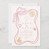 Pink Italian Food Sketch Wedding Save The Date (Vorderseite)