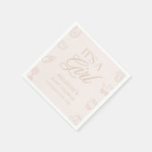 Pink It's a Girl Elegant Hand Drawn Baby Shower Serviette (Ecke)