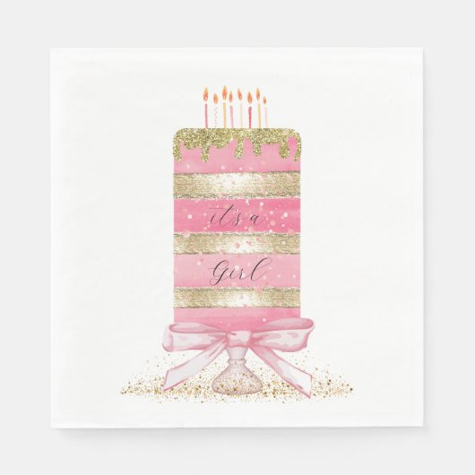 Pink "It's a girl" Serviette (Vorderseite)