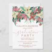 Pink Ivory Blumengrün Bouquet Abschluss Einladung (Vorderseite)