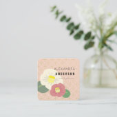 Pink & Ivory Camellia Rosa Platz Business Card Quadratische Visitenkarte (Stehend Vorderseite)