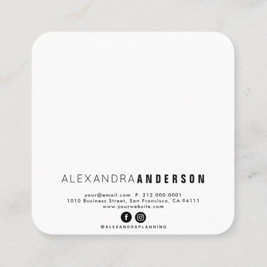 Pink & Ivory Camellia Rosa Platz Business Card Quadratische Visitenkarte (Rückseite)