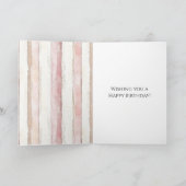 Pink Ivory Cream Stripes Dolphin Birthday Karte (Innenseite)