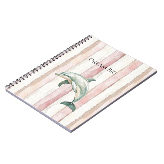 Pink Ivory Cream Stripes Dolphin Notizblock (Linke Seite)