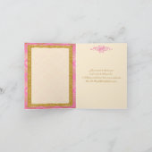 Pink Ivory Gold Glitzer, Damask Danke Karte (Innenseite)
