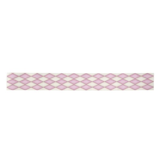 Pink & Ivory Harlequin Pattern Messe Satinband (Vorderseite)