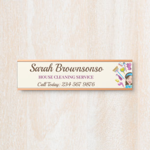 Pink Ivory Janitorial Cartoon Haushaltshilfe Haus  Türschild