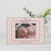 Pink Ivory Photo Christening Einladung (Stehend Vorderseite)