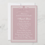 Pink Ivory Photo Christening Einladung (Rückseite)