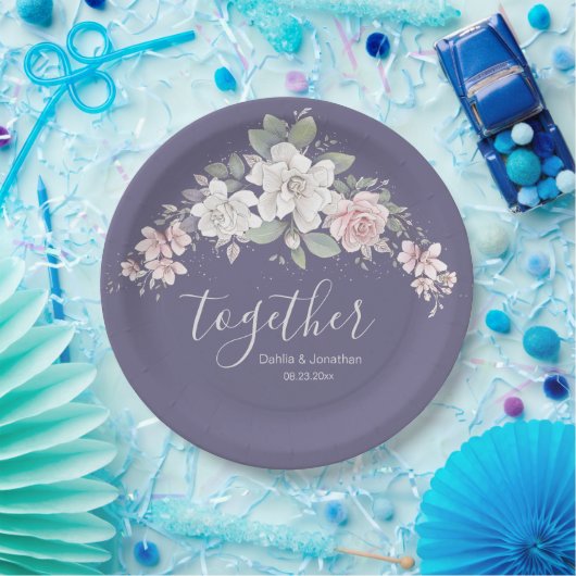 Pink & Ivory Rose "Gemeinsam" Pappteller (Party)