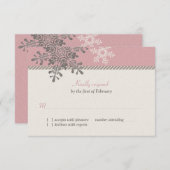 Pink Ivory Snowflake Winter Wedding Repair Card RSVP Karte (Vorne/Hinten)