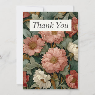Pink & Ivory Stift Gezeichnet Blume Danke Karte