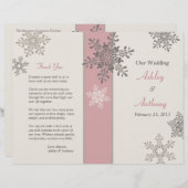 Pink Ivory Taupe Schneeflocken Winter Wedding Prog (Vorne/Hinten)