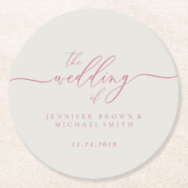 Pink Ivory Wedding Party Dinge Runder Pappuntersetzer