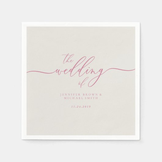 Pink Ivory Wedding Serviette (Vorderseite)