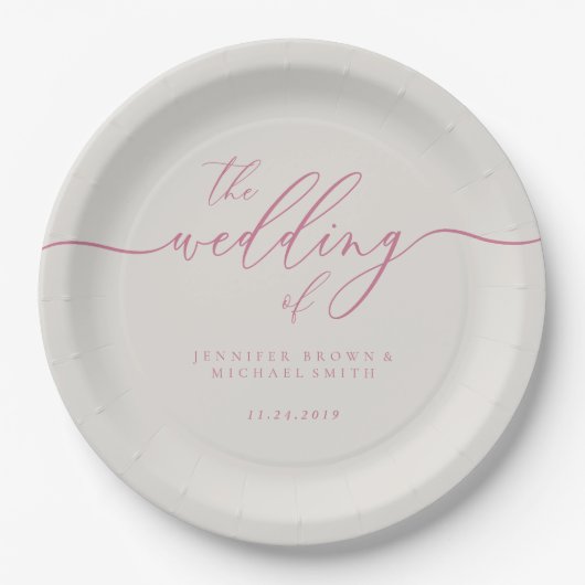 Pink Ivory Wedding Signature Pappteller (Vorderseite)
