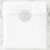 Pink Ivory Wedding Typografy Runder Aufkleber (Tasche)