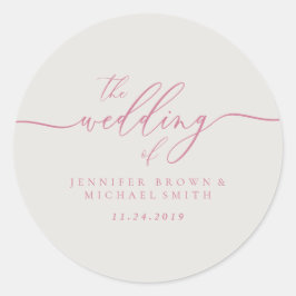 Pink Ivory Wedding Typografy Runder Aufkleber