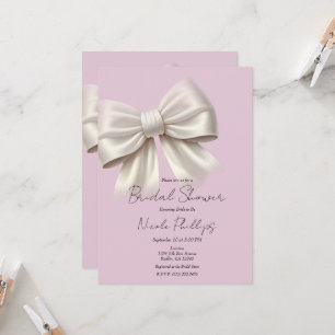 Pink & Ivory White Bow Brautparty Einladung