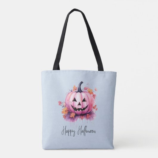Pink Jack O' Lantern Light Blue Halloween Tasche (Rückseite)