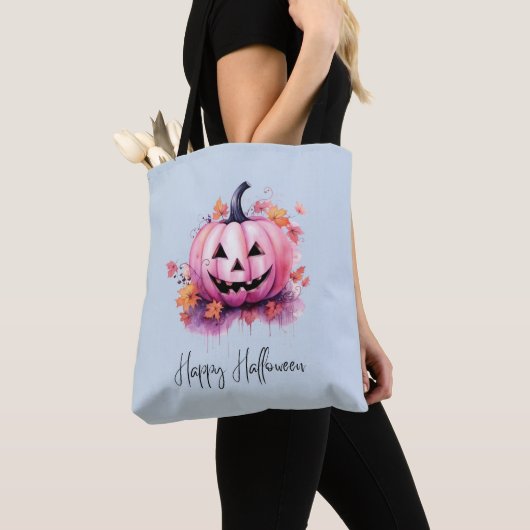 Pink Jack O' Lantern Light Blue Halloween Tasche (Von Nahem)