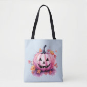 Pink Jack O' Lantern Light Blue Halloween Tasche (Vorderseite)