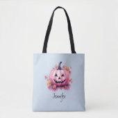 Pink Jack O' Lantern Light Blue Halloween Tasche (Vorderseite)