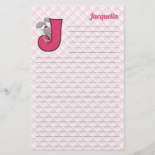 Pink Jackrabbit Mongram Letter J Lined Briefpapier