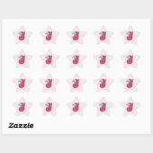 Pink Jackrabbit Monogram Letter J Gingham Stern-Aufkleber (Blatt)