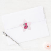 Pink Jackrabbit Monogram Letter J Gingham Stern-Aufkleber (Umschlag)