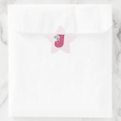 Pink Jackrabbit Monogram Letter J Gingham Stern-Aufkleber (Tasche)
