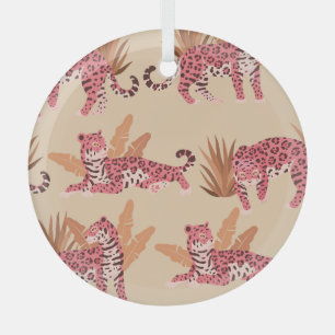 Pink Jaguar: Niedlich Vintag, nahtlos Ornament Aus Glas