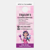 Pink Janitorial Lady House Cleaning Service Türanhänger (Vorderseite)