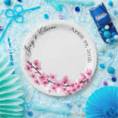 Pink Japanese Cherry Blossom Paper Plate Pappteller (Party)