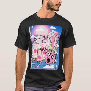 Pink Japanisch Milch Shake ästhetik Kawaii Strawbe T-Shirt