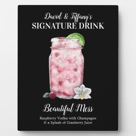 Pink Jar Drink ・ PERSONALISIEREN Sie diesen Signat Fotoplatte (Vorderseite)