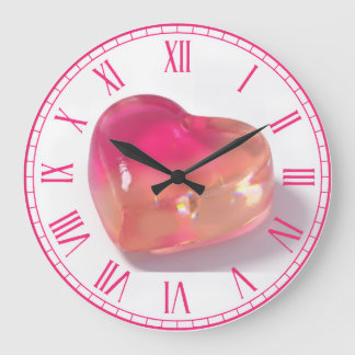 Pink Jelly Heart 3D Gummy Y2K Aesthetic Round Cloc Große Wanduhr