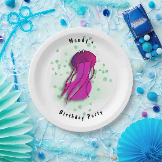 Pink Jellyfish Party Pappteller (Party)