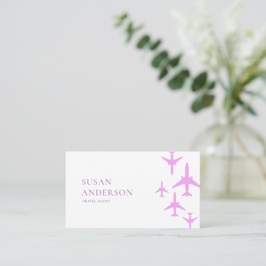 Pink Jet Business Card - Frauenreisedesign Visitenkarte (Stehend Vorderseite)