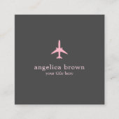 Pink Jet Business Card - Modern Aviation Style Quadratische Visitenkarte (Vorderseite)