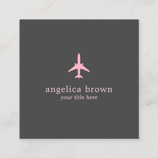 Pink Jet Business Card - Modern Aviation Style Quadratische Visitenkarte (Vorderseite)